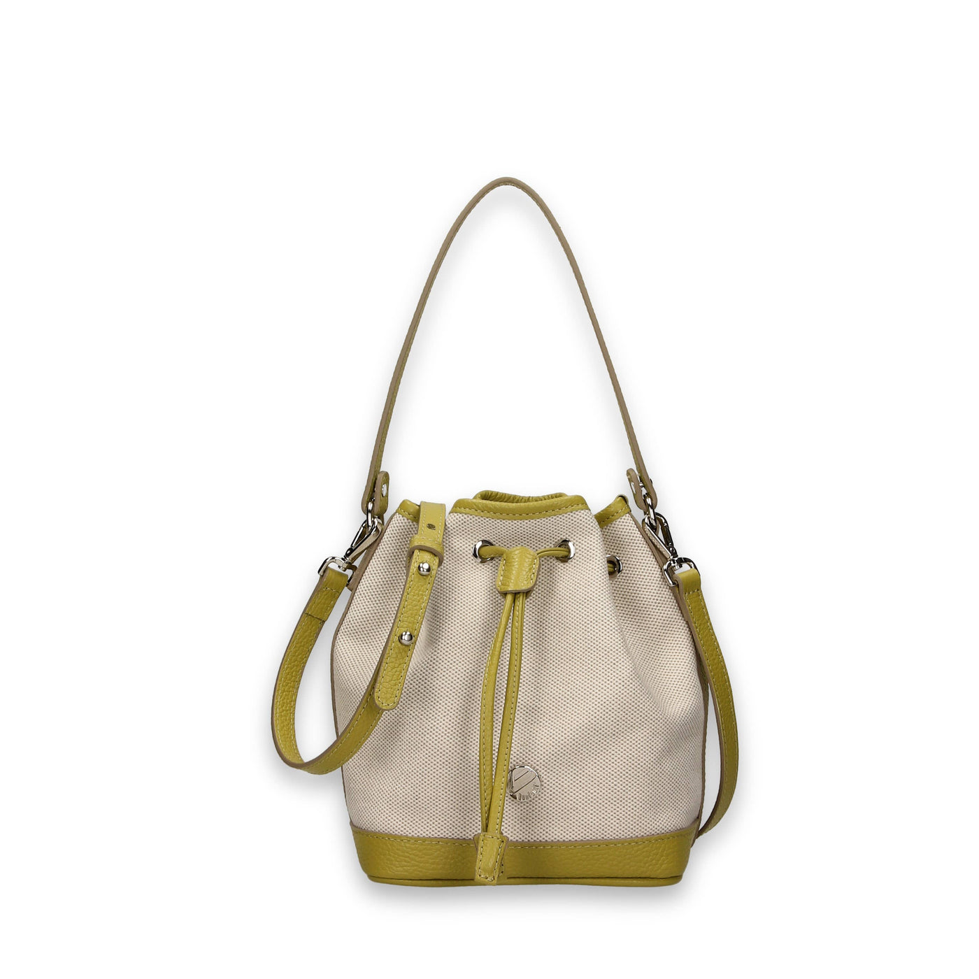 TRUDY B - Small Bucket In Canvas And Hammered Leather: Coral