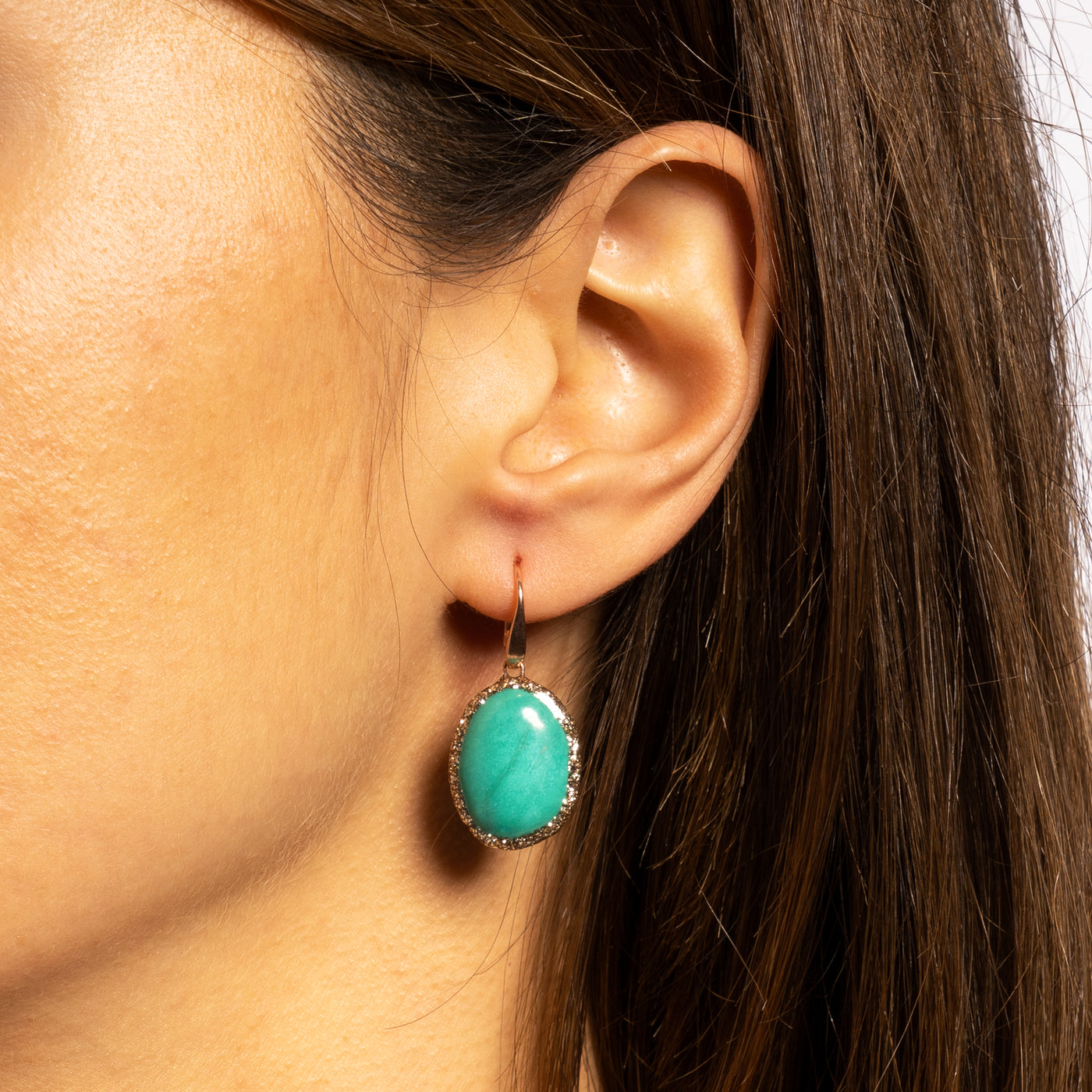 Turquoise Oval Drop Earrings