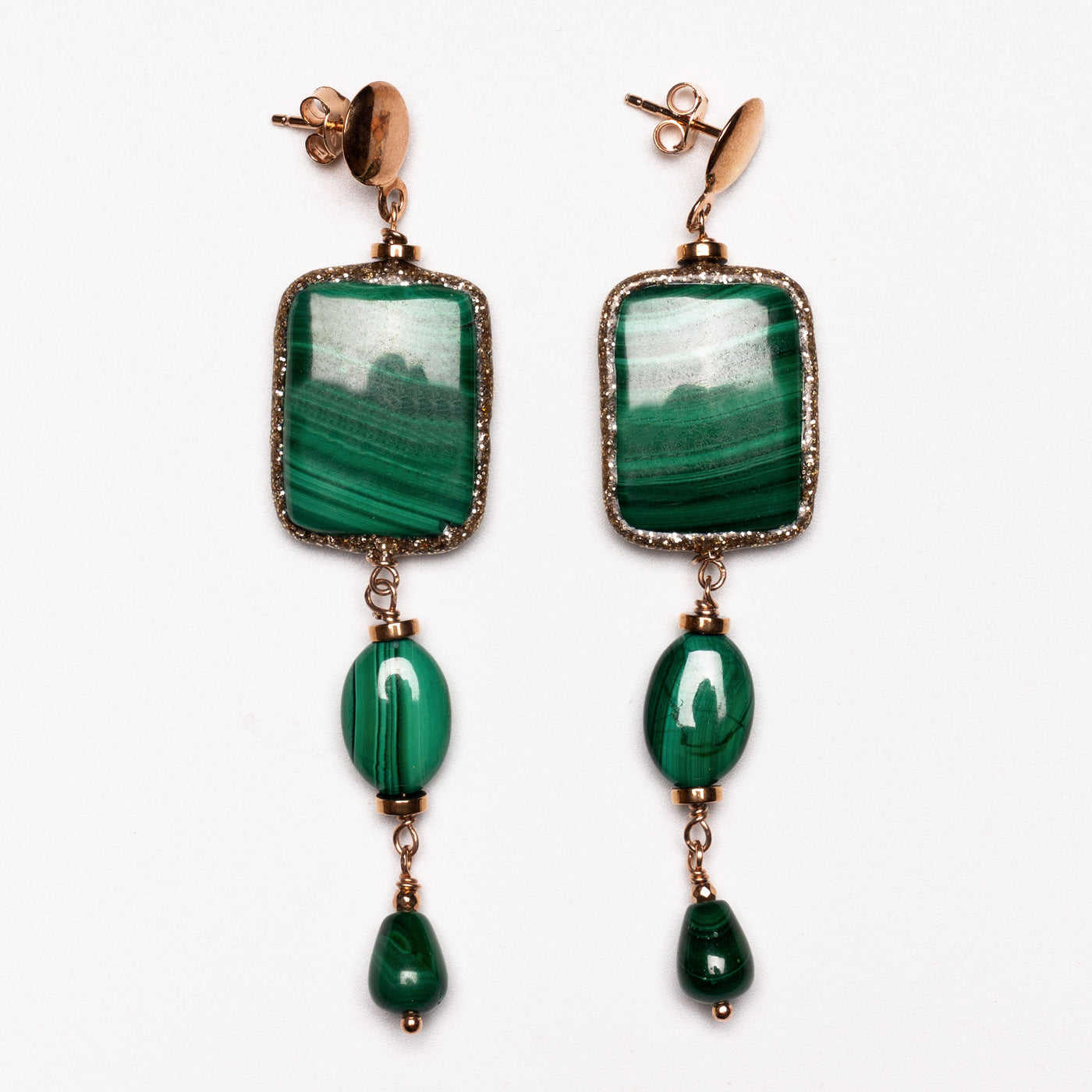 Malachite Stone Dangling Earrings