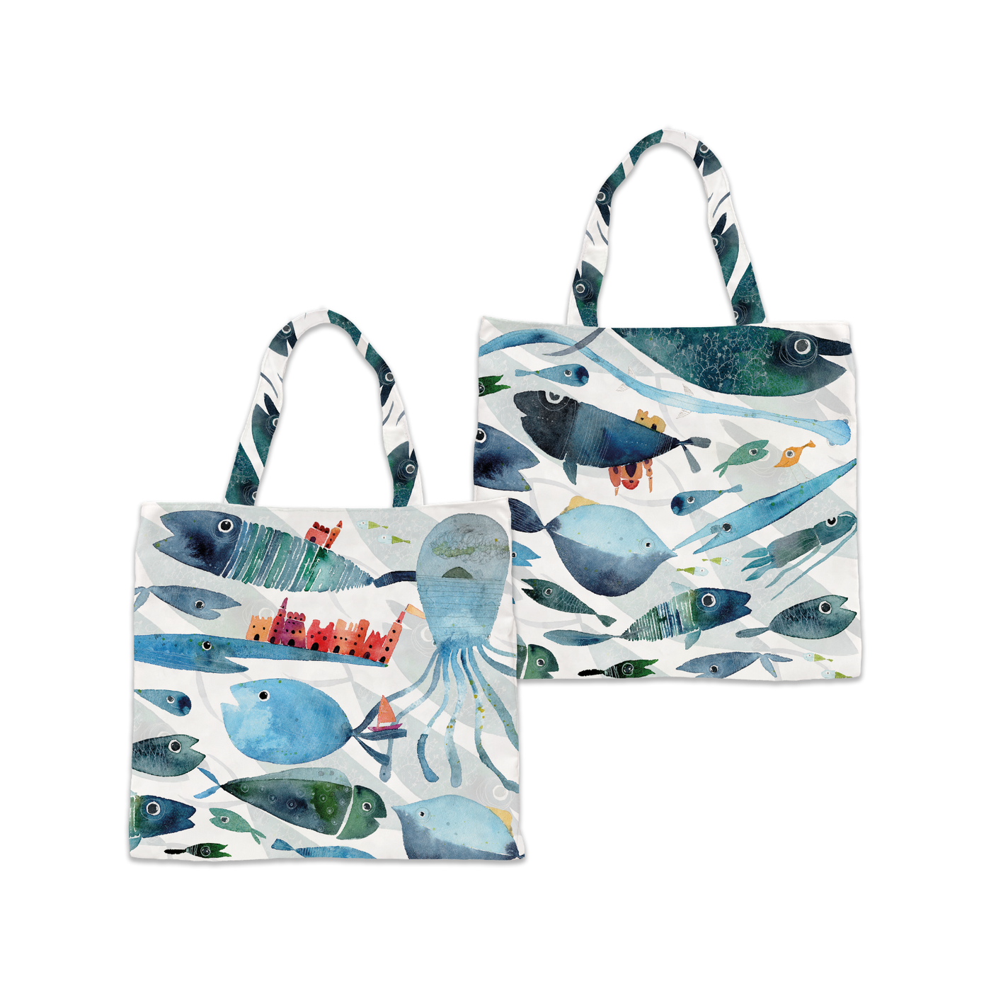 Cotton Shopper bag "Oltremare", 100% Made in Italy