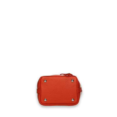 TRUDY B - Small Bucket In Canvas And Hammered Leather: Coral