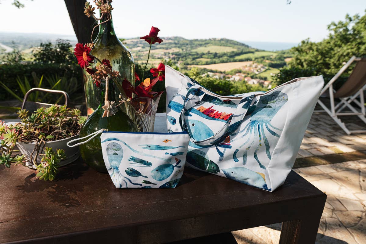 Cotton Shopper bag "Oltremare", 100% Made in Italy