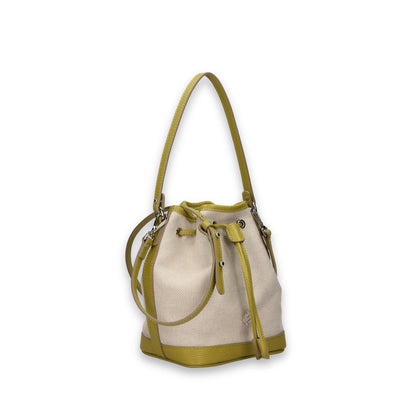 TRUDY B - Small Bucket In Canvas And Hammered Leather: Coral