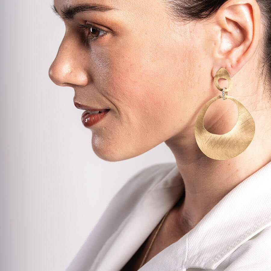 Maxi retro earrings with two elements cut on silver foil