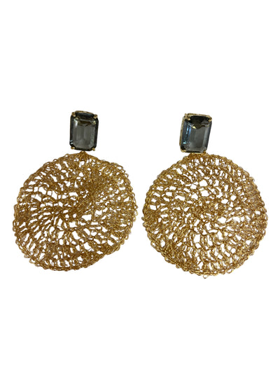 Crystal and Woven Gold Earrings