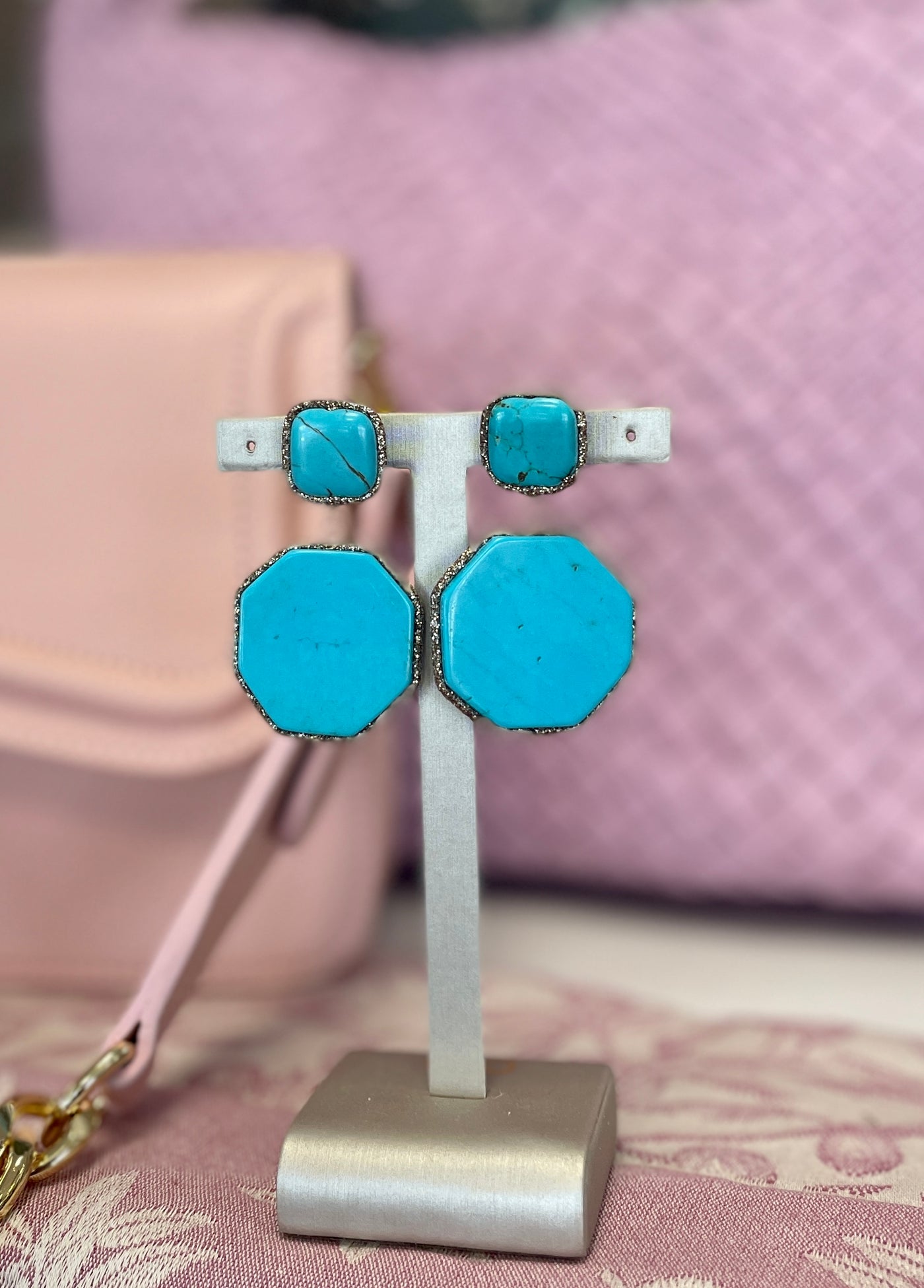 Turquoise Octagon Earrings