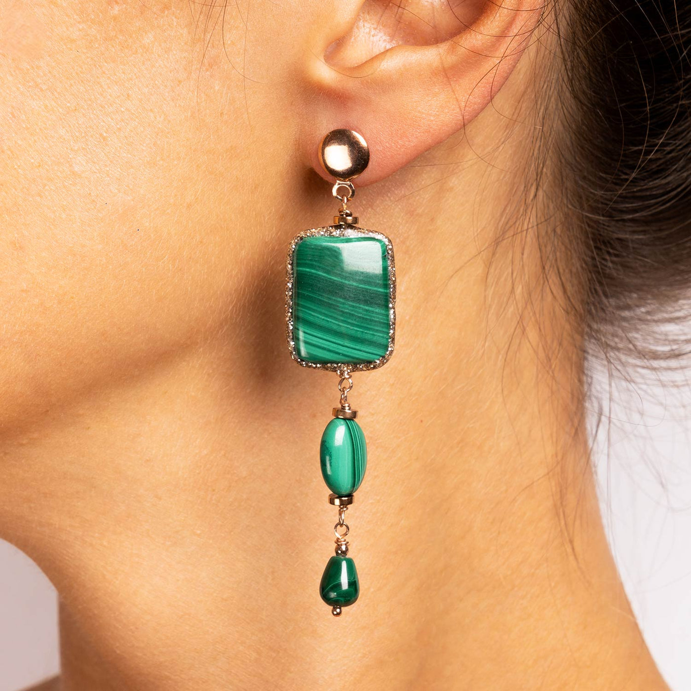 Malachite Stone Dangling Earrings