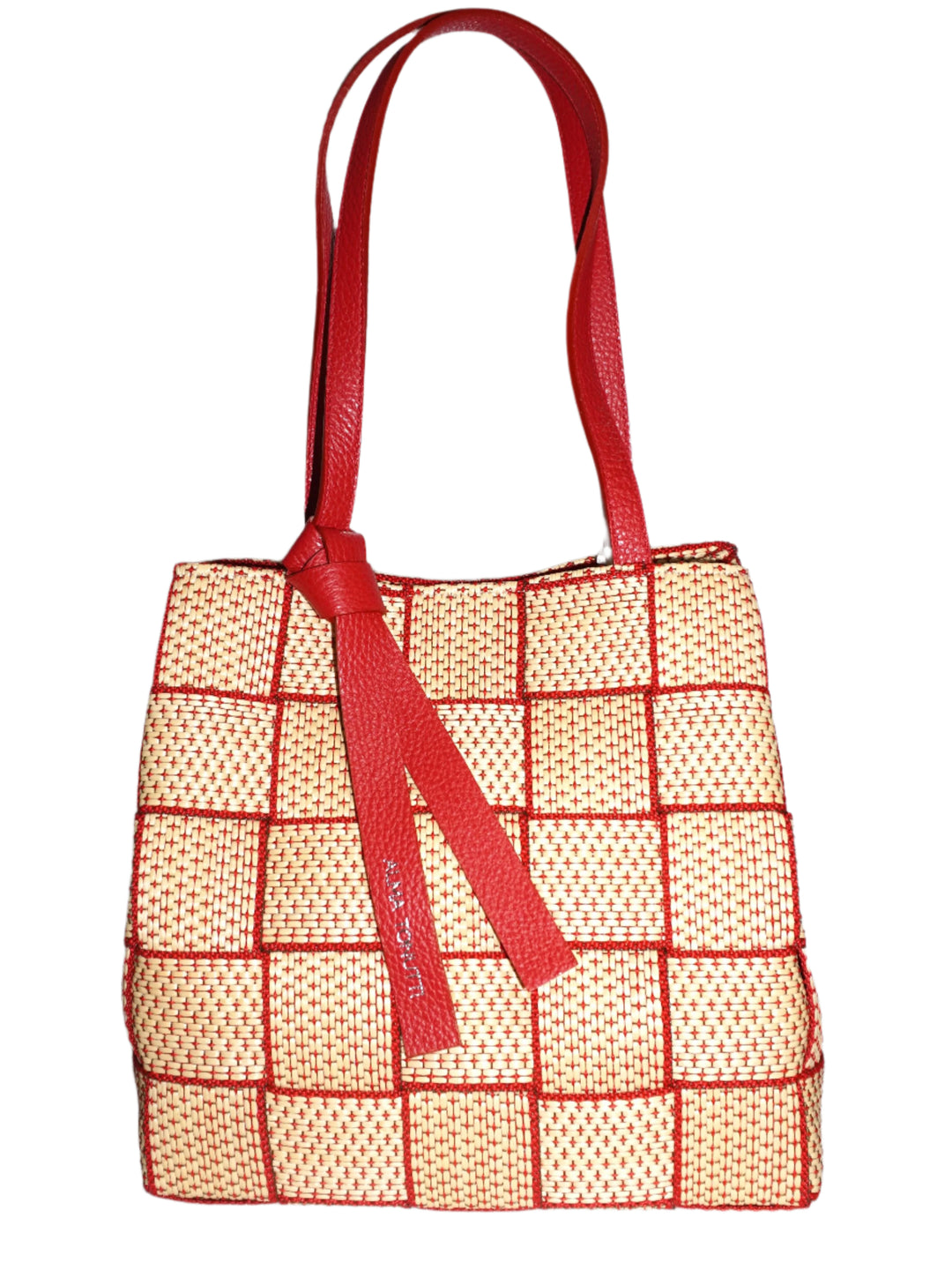 ALMA TONTTI バック　Italy Alma Tonutti Italian Tan/silver Metallic Woven Handbag With