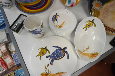 Under the Sea Turtle Diagonal Oval Serving Bowl