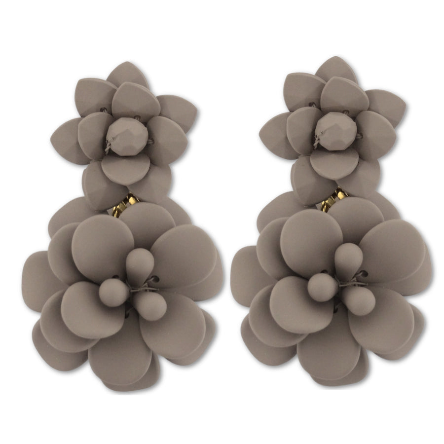 Modern Marble Hibiscus Double Pendant Earrings