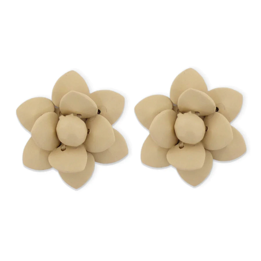 Italian Sand Beige Stud Lily Earrings