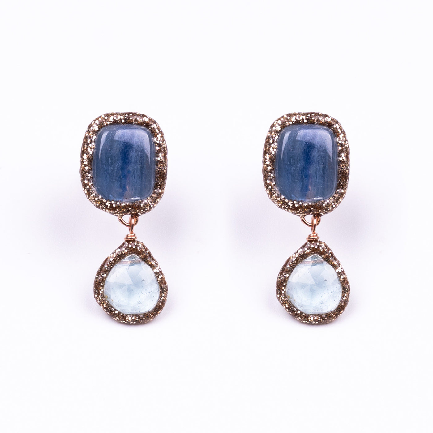 Aquamarine and Kyanite Drop Earrings