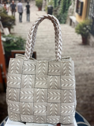 ALMA TONUTTI, Bags, Alma Tonutti White And Silver Cloth Woven Handbag