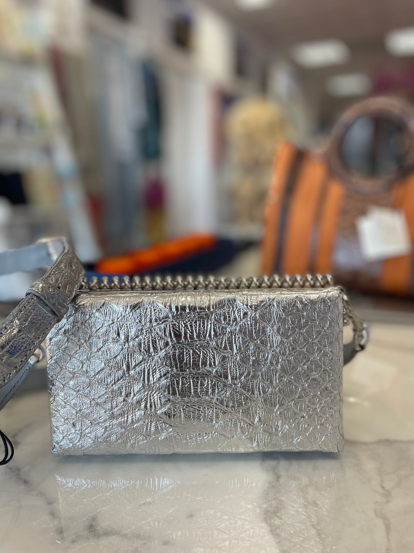 Silver Python  Clutch Handbag 7534