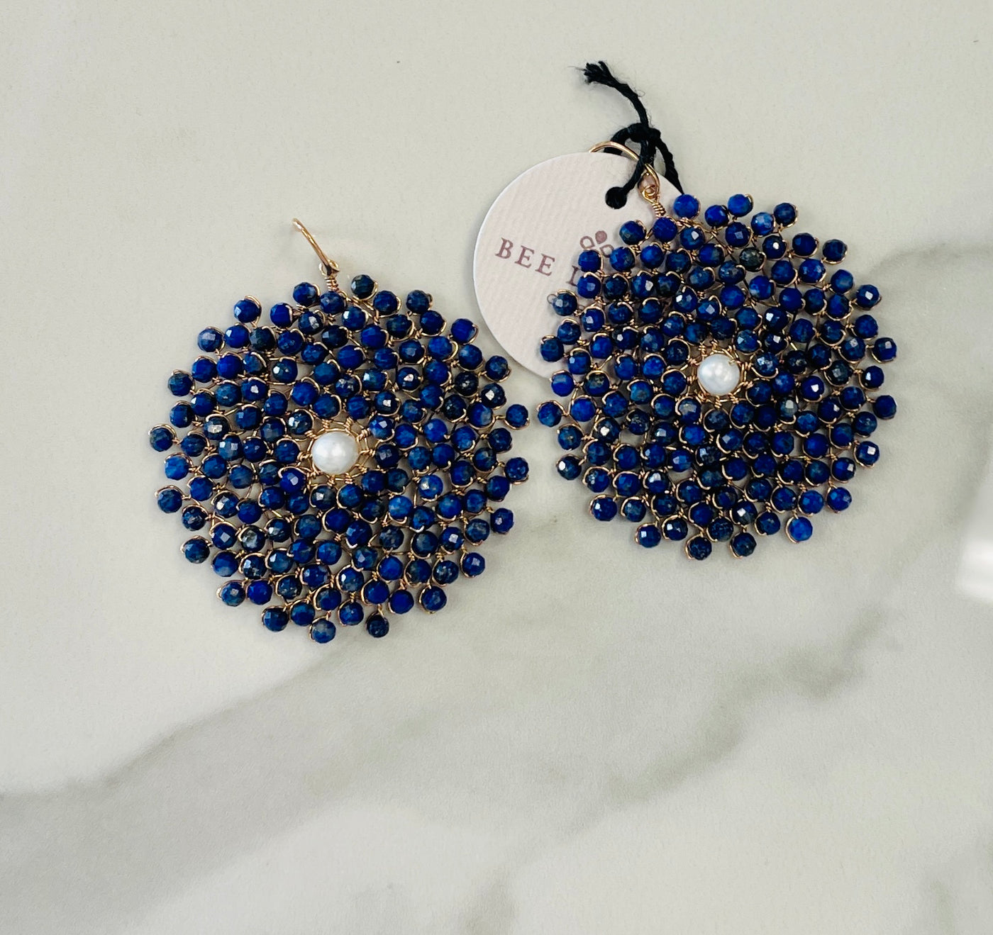 Blu Lapis Baroque Pearl Earrings